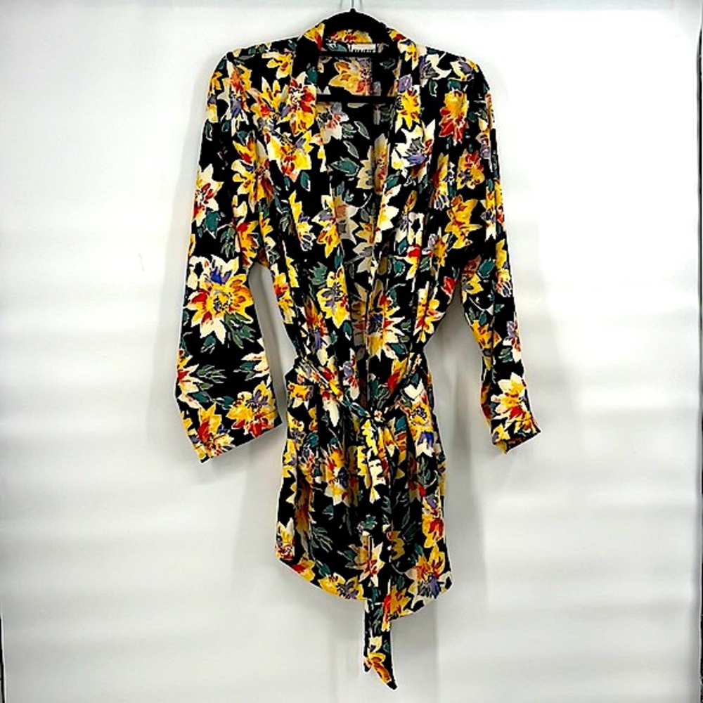 Ava & Viv black yellow floral wrap dress size 2XL